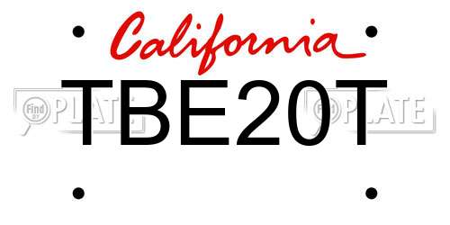 TBE20T California License Plate