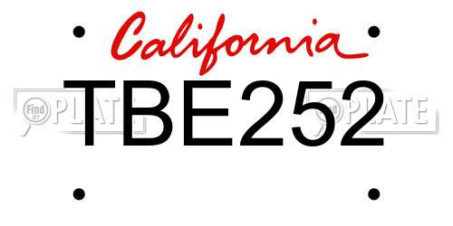 TBE252 California License Plate