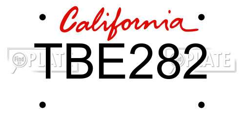 TBE282 California License Plate
