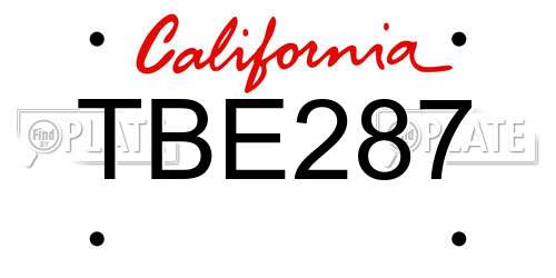 TBE287 California License Plate