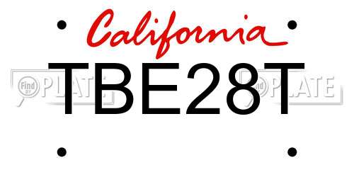 TBE28T California License Plate