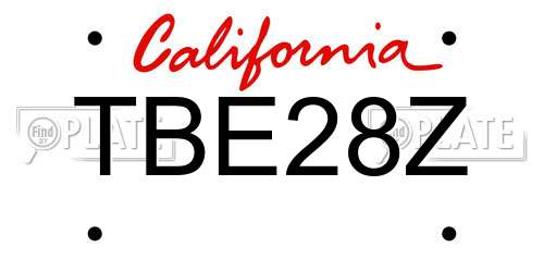 TBE28Z California License Plate