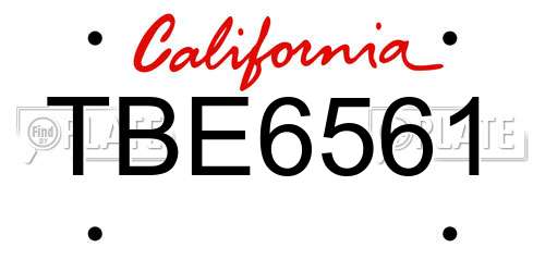 TBE6561 California License Plate