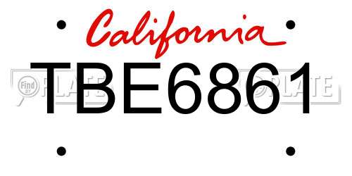 TBE6861 California License Plate