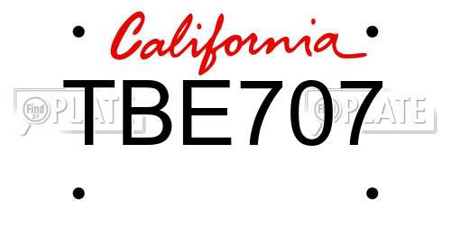 TBE707 California License Plate