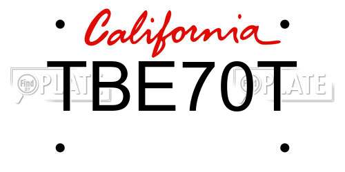 TBE70T California License Plate