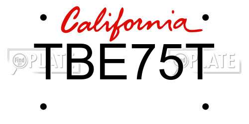TBE75T California License Plate