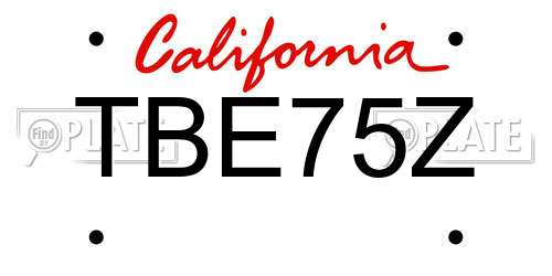 TBE75Z California License Plate