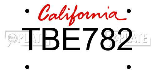 TBE782 California License Plate