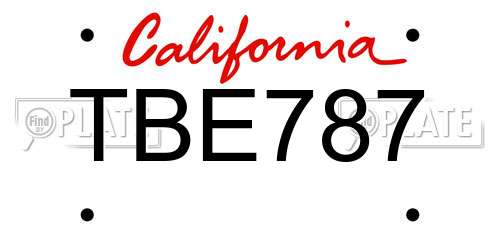 TBE787 California License Plate