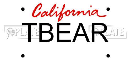 TBEAR California License Plate