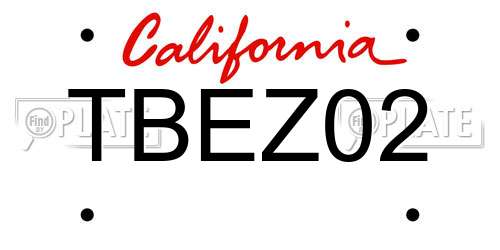 TBEZ02 California License Plate