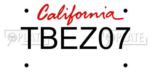 TBEZ07 California License Plate