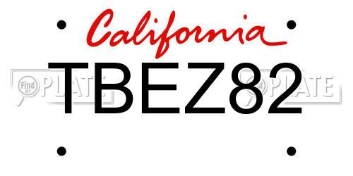 TBEZ82 California License Plate