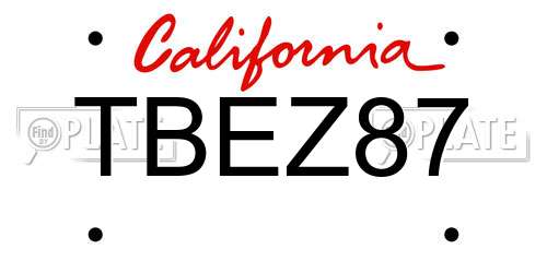TBEZ87 California License Plate