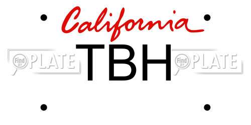 TBH California License Plate