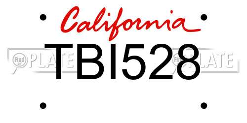 TBI528 California License Plate