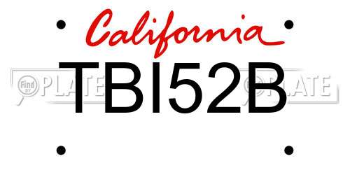 TBI52B California License Plate