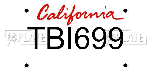 TBI699 California License Plate