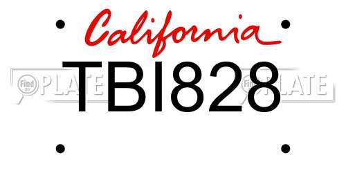 TBI828 California License Plate