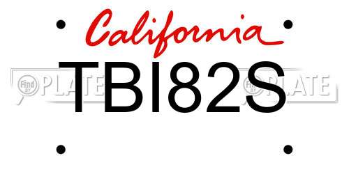 TBI82S California License Plate