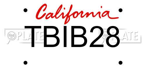 TBIB28 California License Plate