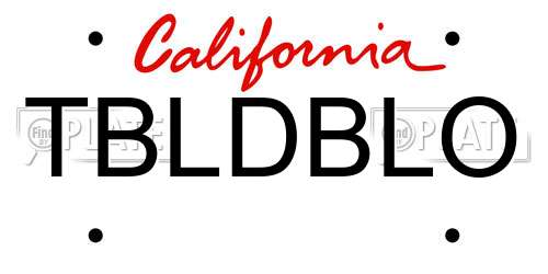 TBLDBLO California License Plate