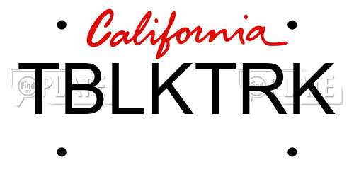 TBLKTRK California License Plate