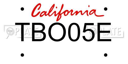 TBO05E California License Plate
