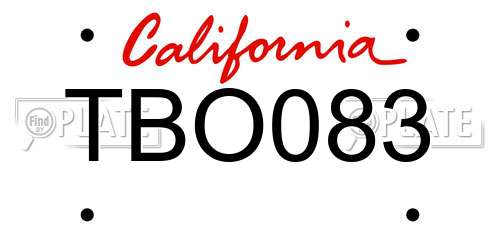 TBO083 California License Plate