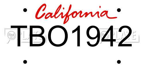 TBO1942 California License Plate