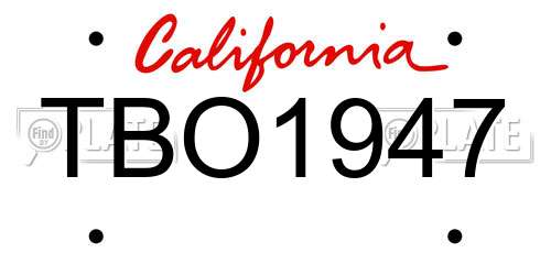 TBO1947 California License Plate