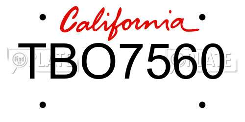 TBO7560 California License Plate