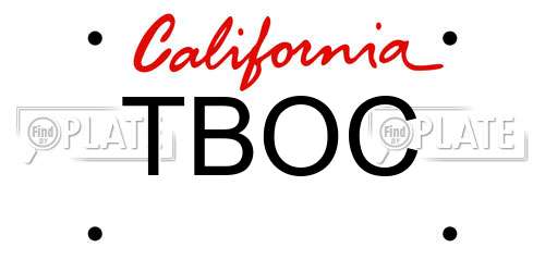 TBOC California License Plate