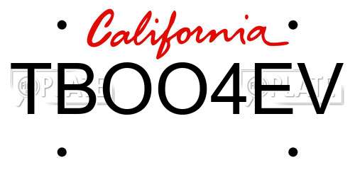 TBOO4EV California License Plate