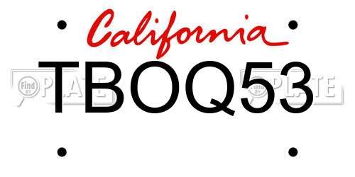 TBOQ53 California License Plate
