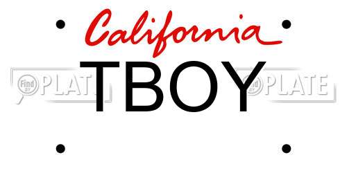 TBOY California License Plate