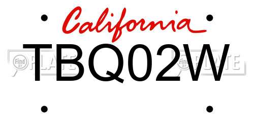 TBQ02W California License Plate