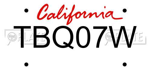 TBQ07W California License Plate