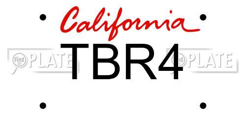 TBR4 California License Plate