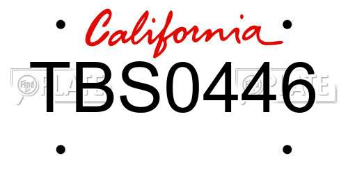 TBS0446 California License Plate