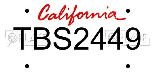 TBS2449 California License Plate