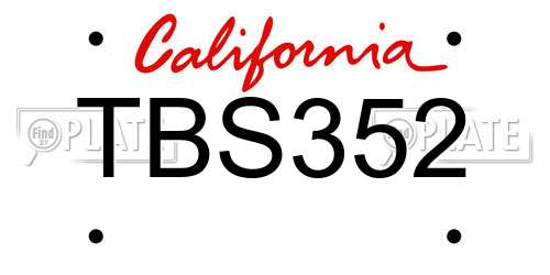 TBS352 California License Plate