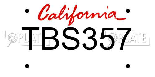 TBS357 California License Plate