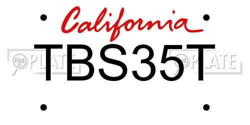 TBS35T California License Plate