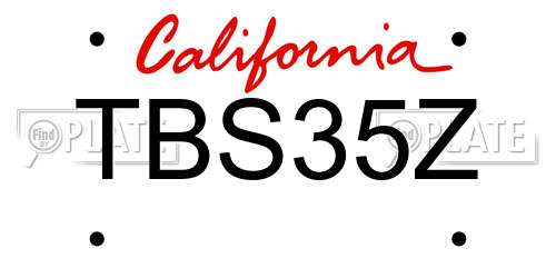 TBS35Z California License Plate