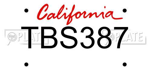 TBS387 California License Plate