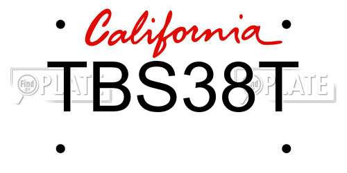 TBS38T California License Plate