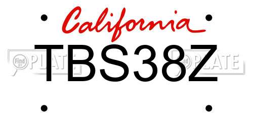 TBS38Z California License Plate