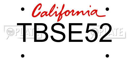 TBSE52 California License Plate